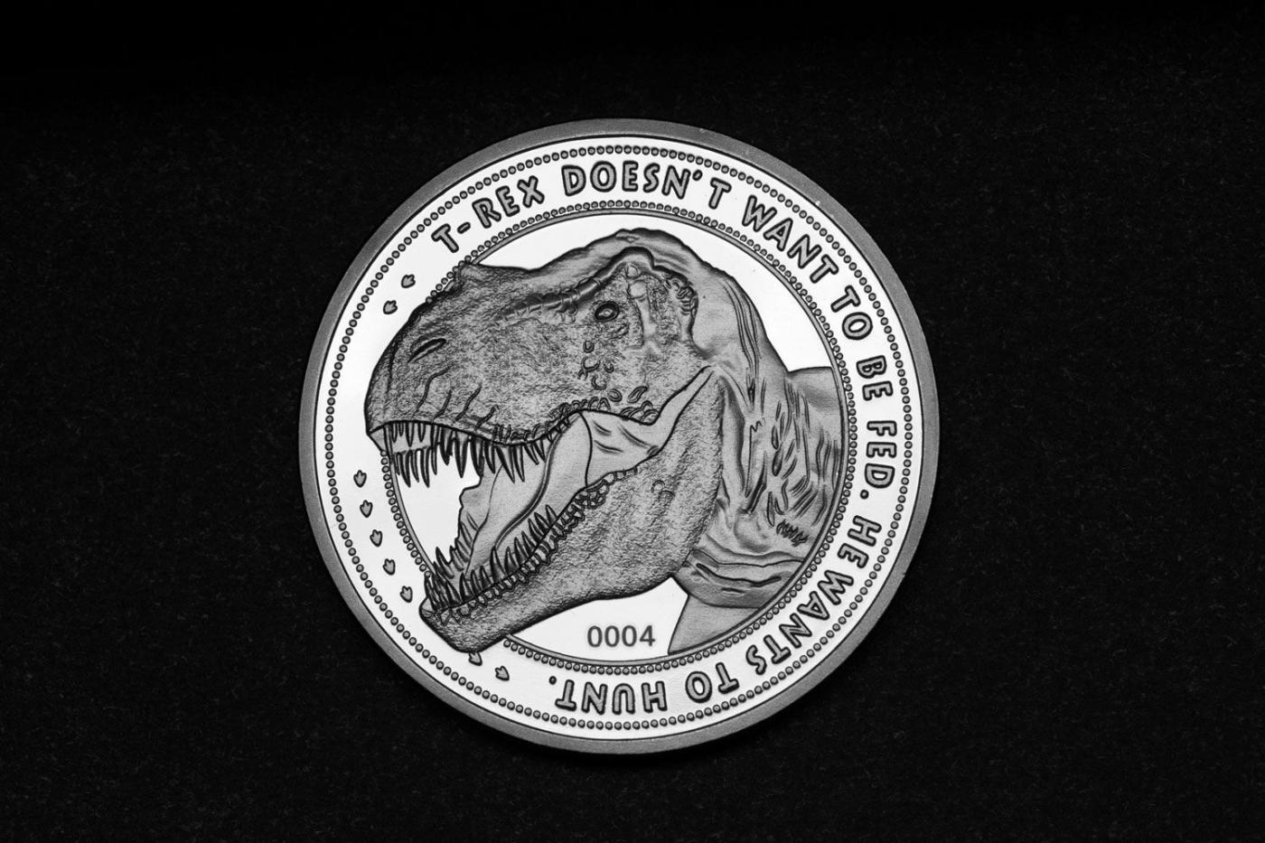 Jurassic Park: 25th Anniversary T-Rex (silver plated) Collectable Coin - Iron Gut