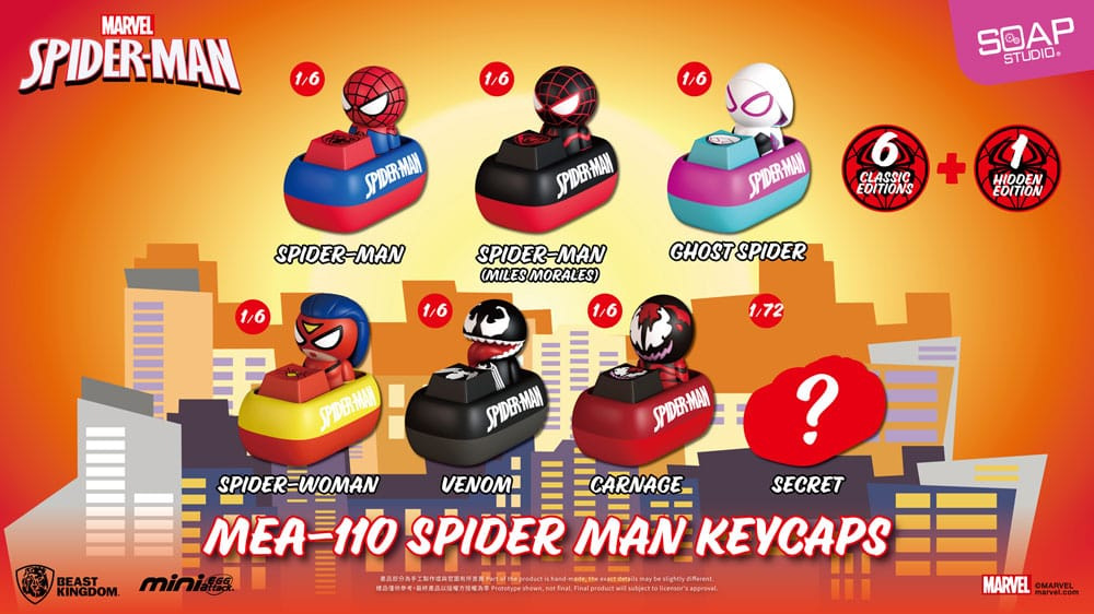 Spider Man Mini Egg Attack Blind Box Figures keycaps 5 cm Assortment (6)
