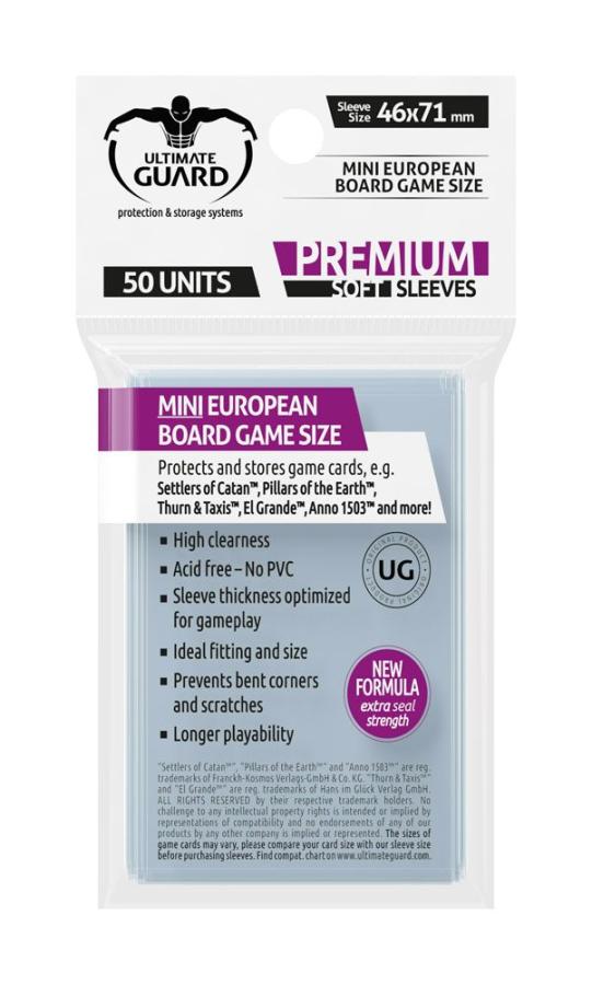 Ultimate Guard Premium Soft Sleeves for Board Game Cards Mini European (50)