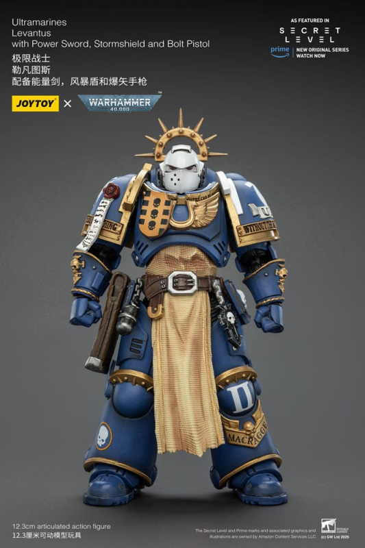 Warhammer 40,000 Action Figure Ultramarines Levantus with Power Sword, Stormshield and Bolt Pistol 1 1
