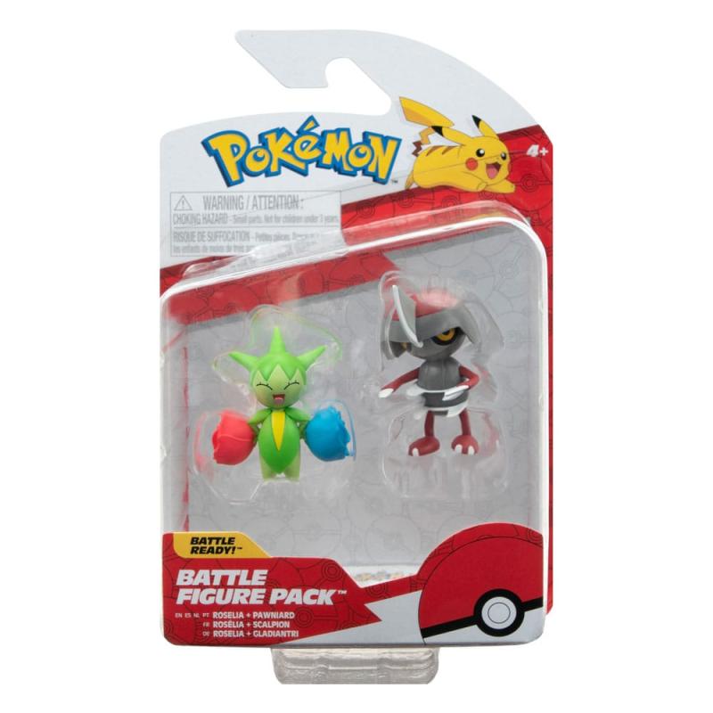 Pokémon Battle Figure Pack Mini Figure 2-Pack Pawniard, Roselia  5 cm