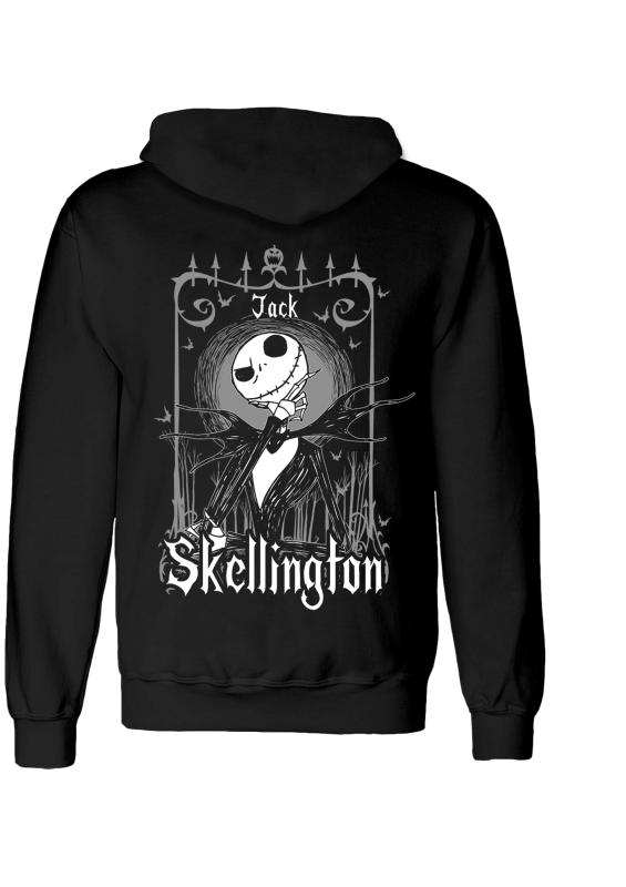 Nightmare before Christmas Hooded Sweater Jack Skellington In Frame Black And Back Size M