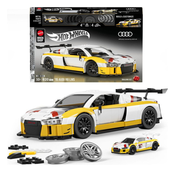 Hot Wheels Elite Mattel Brick Shop Building Set 1/16 '15 Audi R8 LMS 2