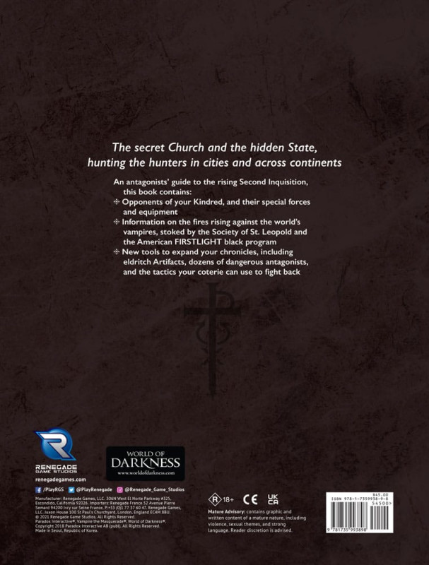 Vampire: The Masquerade 5th Edition RPG book Second Inquisition *Englische Version* 1