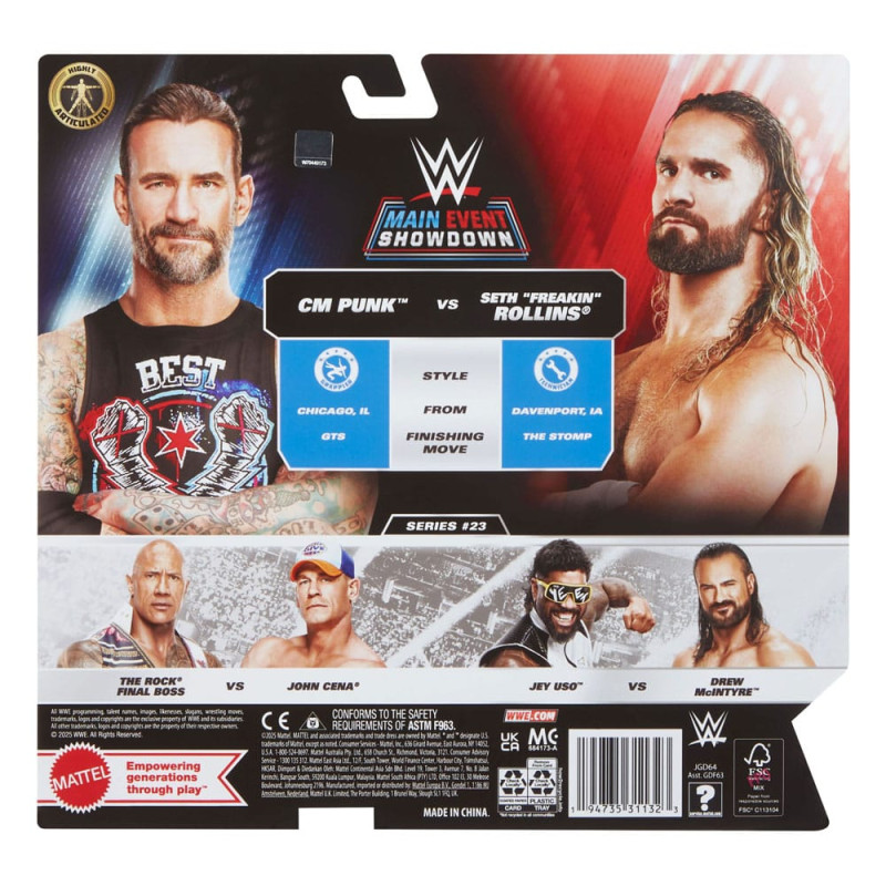 WWE Main Event Showdown Action Figures CM Punk vs Seth "Freakin" Rollins 2-Pack 15 cm 2