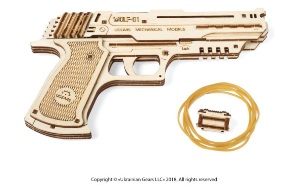 Ugears 3D Wooden Puzzle Wolf-01 Handgun 8