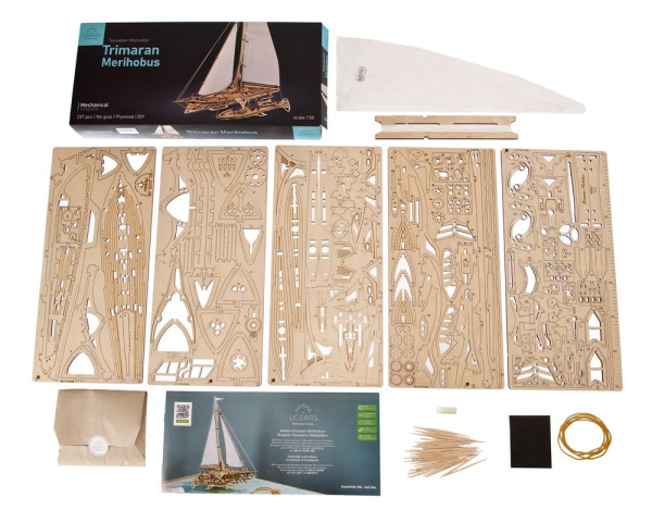 Ugears 3D Wooden Puzzle Trimaran Merihobus 3