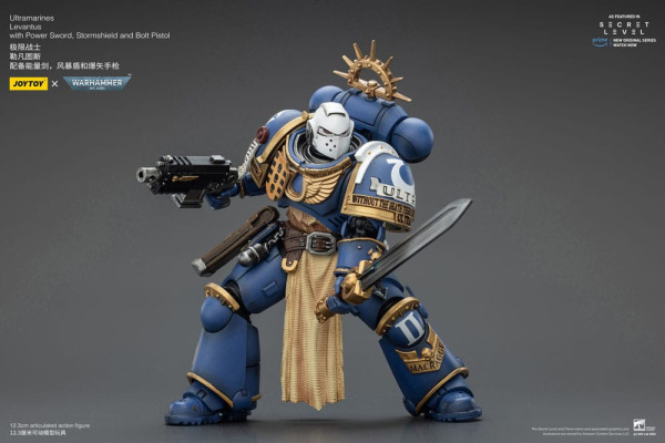 Warhammer 40,000 Action Figure Ultramarines Levantus with Power Sword, Stormshield and Bolt Pistol 1 5