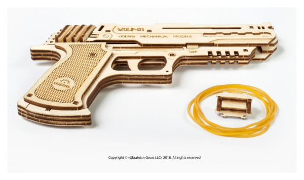 Ugears 3D Wooden Puzzle Wolf-01 Handgun 7