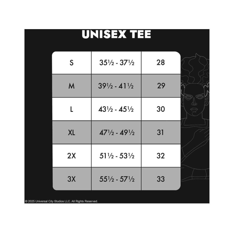 Universal Monsters by Loungefly Tee T-Shirt Unisex Bride of Frankenstein 2