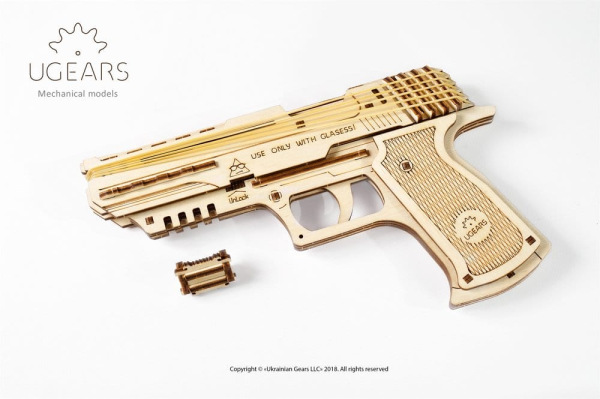 Ugears 3D Wooden Puzzle Wolf-01 Handgun 6