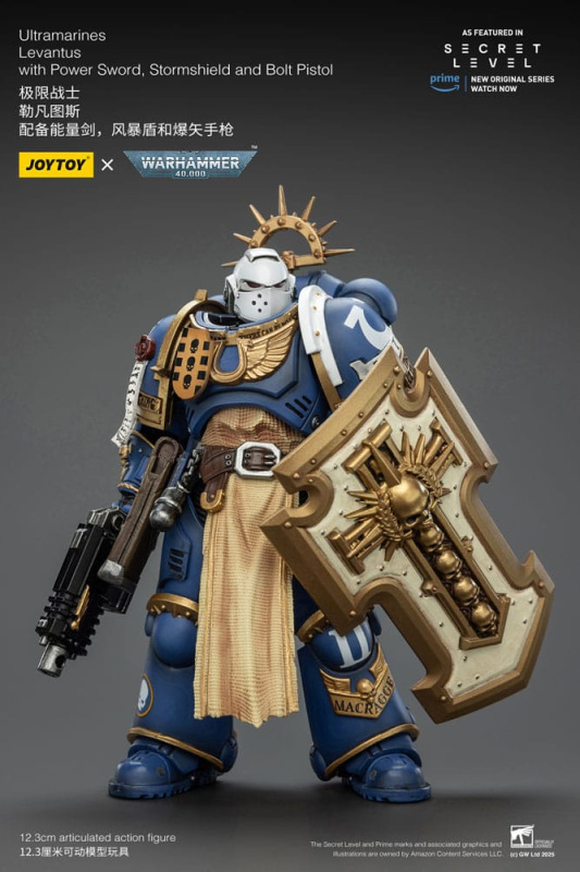 Warhammer 40,000 Action Figure Ultramarines Levantus with Power Sword, Stormshield and Bolt Pistol 1 7