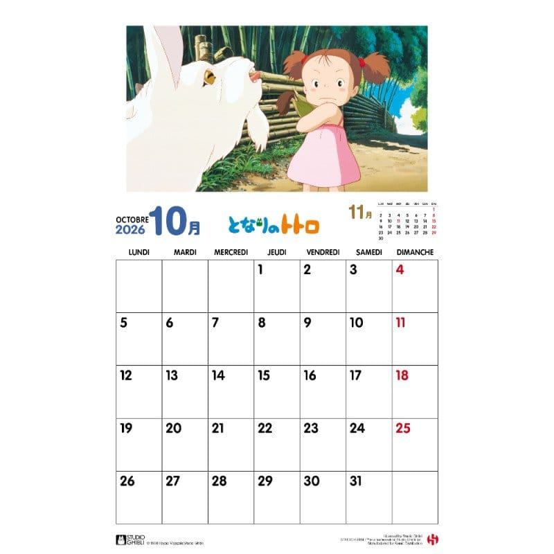 My Neighbor Totoro Calendar 2026 *French Version* 4