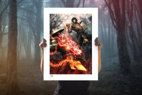 Mortal Kombat: Scorpion vs Raiden 46 x 61 cm Art Print - Sideshow Collectibles