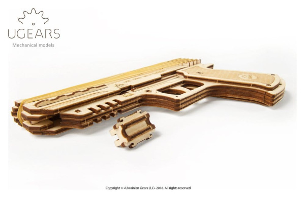 Ugears 3D Wooden Puzzle Wolf-01 Handgun 9
