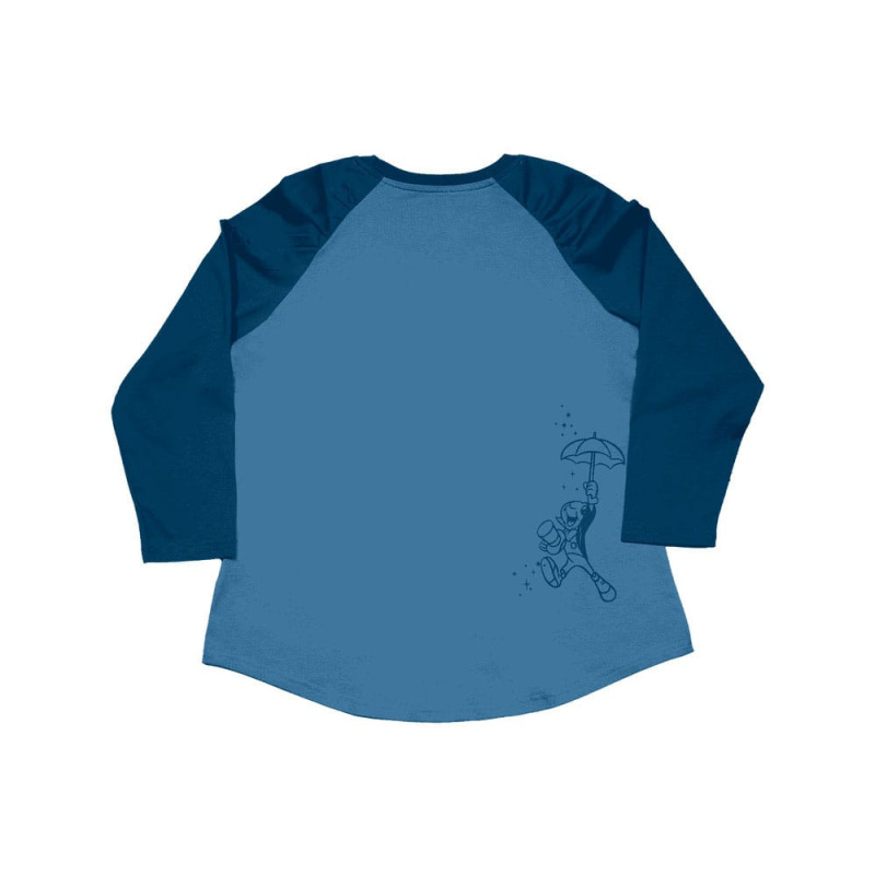 Pinocchio by Loungefly Tee T-Shirt Unisex Blue Fairy Shirred Raglan Size L 3