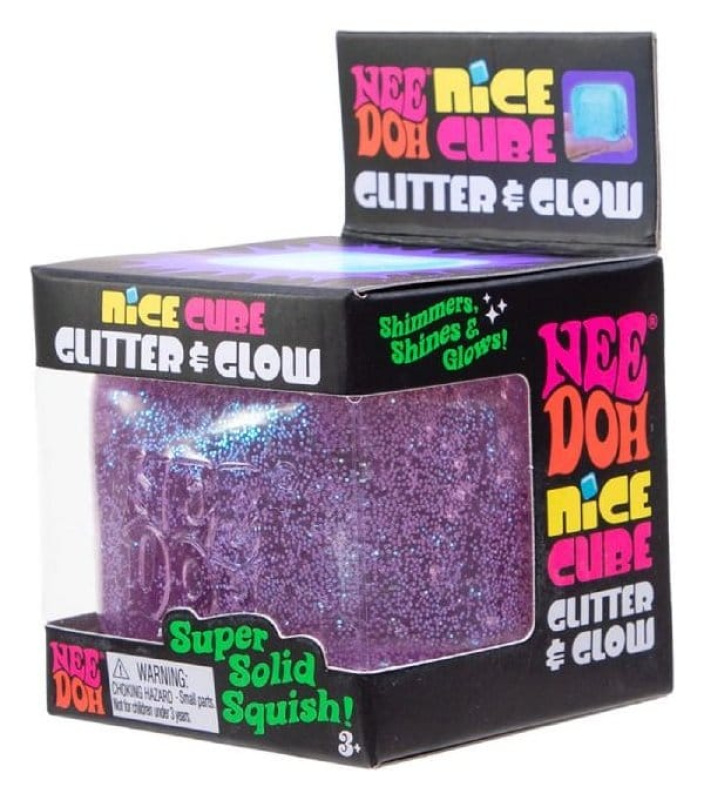 NeeDoh Squeeze Ball Nice Cube Glitter & Glow 5 cm Display (12) 2
