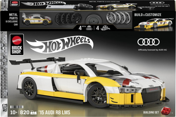 Hot Wheels Elite Mattel Brick Shop Building Set 1/16 '15 Audi R8 LMS 5