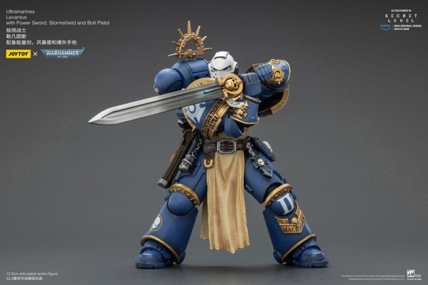 Warhammer 40,000 Action Figure Ultramarines Levantus with Power Sword, Stormshield and Bolt Pistol 1 6