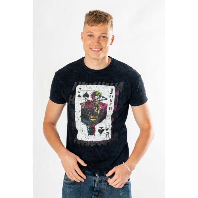 DC Comics T-Shirt The Joker Acid Wash Playing Card Size S 1