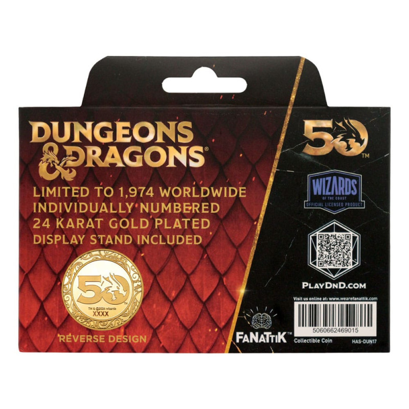 Dungeons & Dragons Collectable Coin 50th Anniversary with Colour Print 24k Gold Plated Edition 4 cm 6