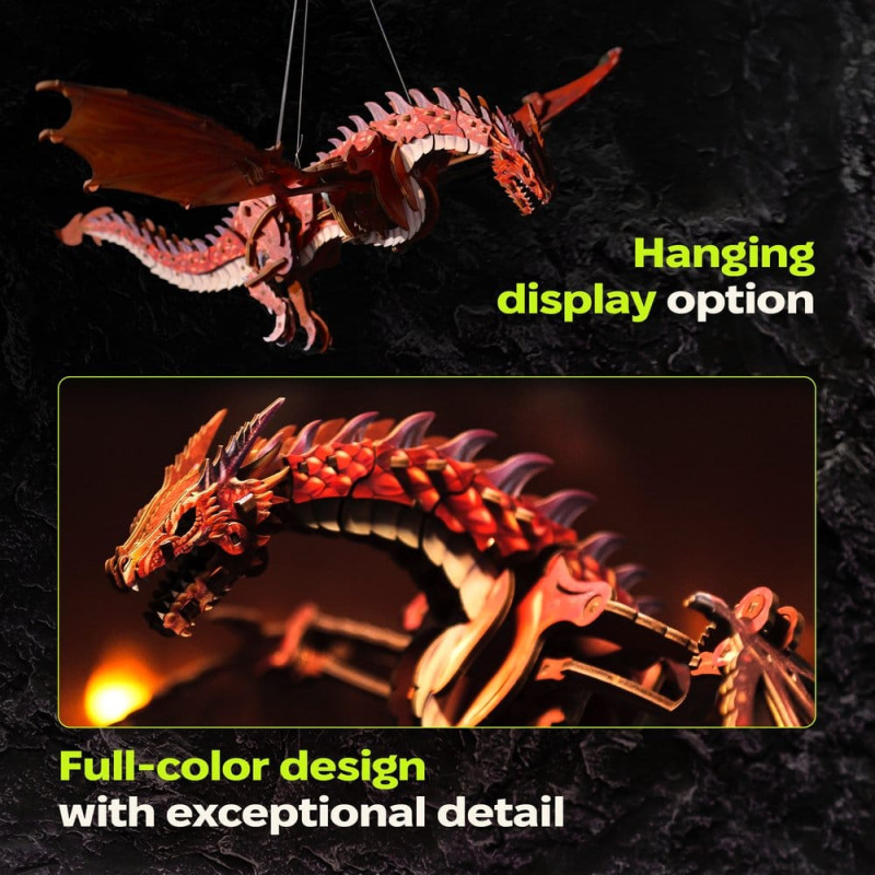 Ugears 3D Wooden Model Kit Firestorm Dragon 43 cm 6