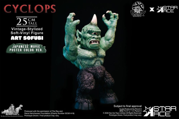Ray Harryhausen (Art Sofubi) Soft-Vinyl Figure Cyclops Vintage-Stylized Japanese Movie Poster Color 4