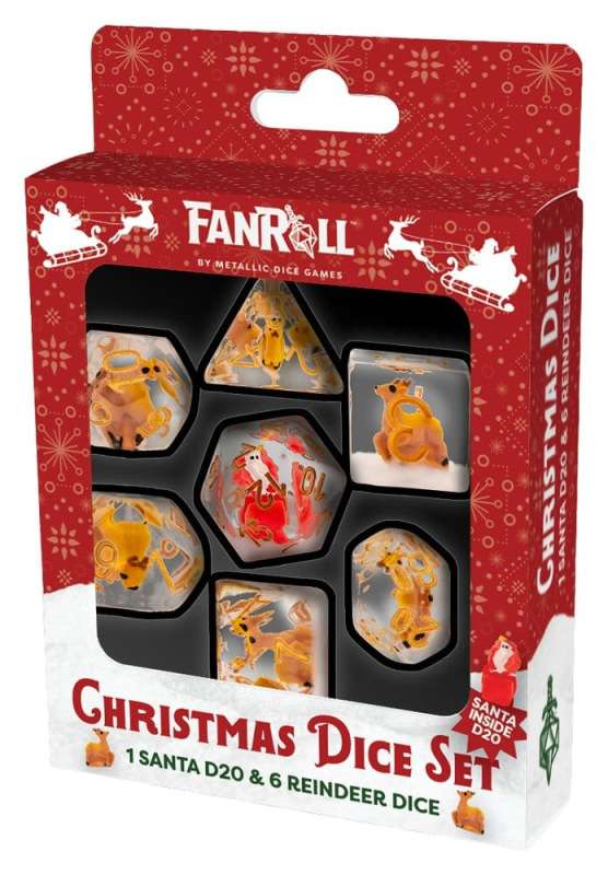 Christmas Resin Dice Set Reindeer & Santa 1