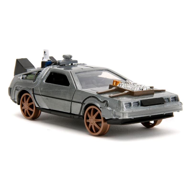 Back to the Future III Hollywood Rides Diecast Model 1/32 DeLorean Time Machine Railroad Wheels