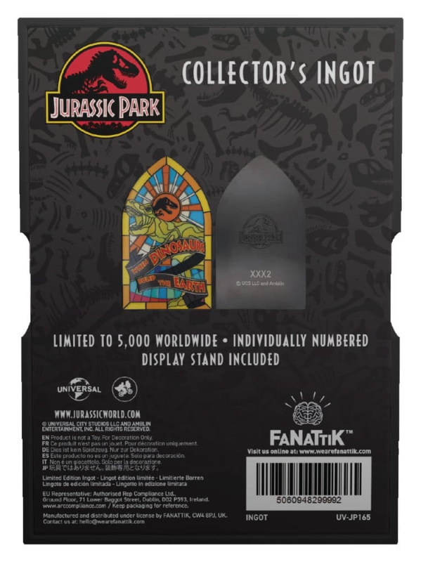 Jurassic Park Ingot Stained Glass Style Metal 11 cm 3