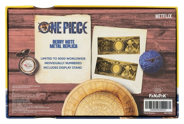 One Piece Replica 10,000 World Berry Metal Banknote 6 x 15 cm 4