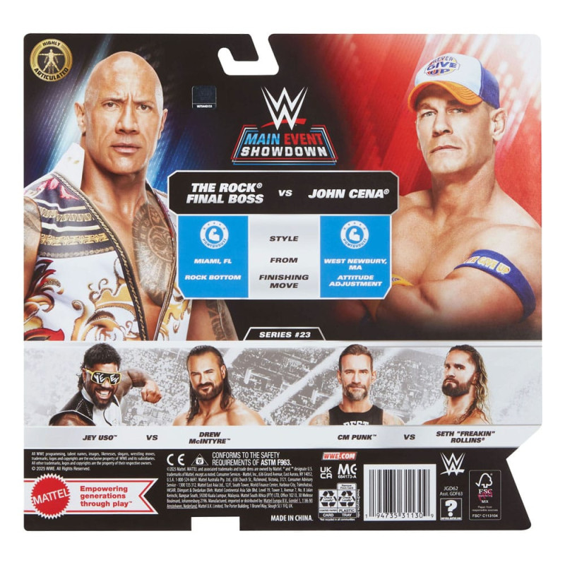 WWE Main Event Showdown Action Figures The Rock Final Boss vs John Cena 2-Pack 15 cm 2
