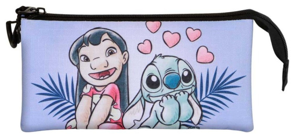 Lilo & Stitch Triple Pencil case Couple Lilac 1