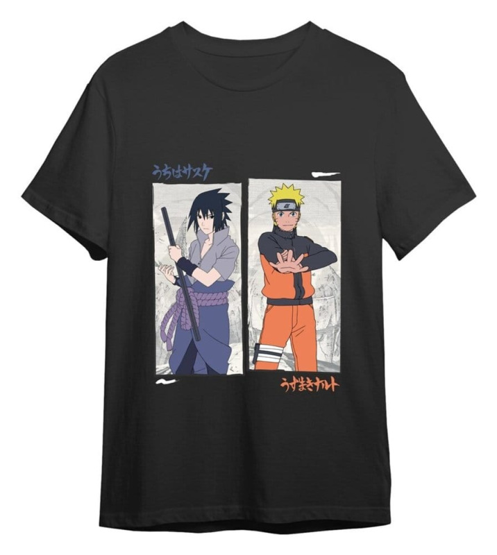 Naruto Shippuden T-Shirt Naruto vs Sasuke Black Size M 1