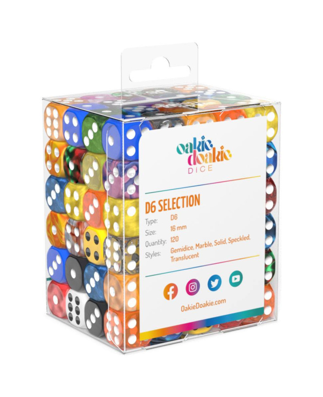 Oakie Doakie Dice D6 Dice Retail Pack 16 mm Mixed (120) 1