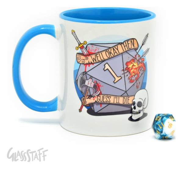 Glassstaff Gift Set Mug & Dice D20 Guess I'll Die 3