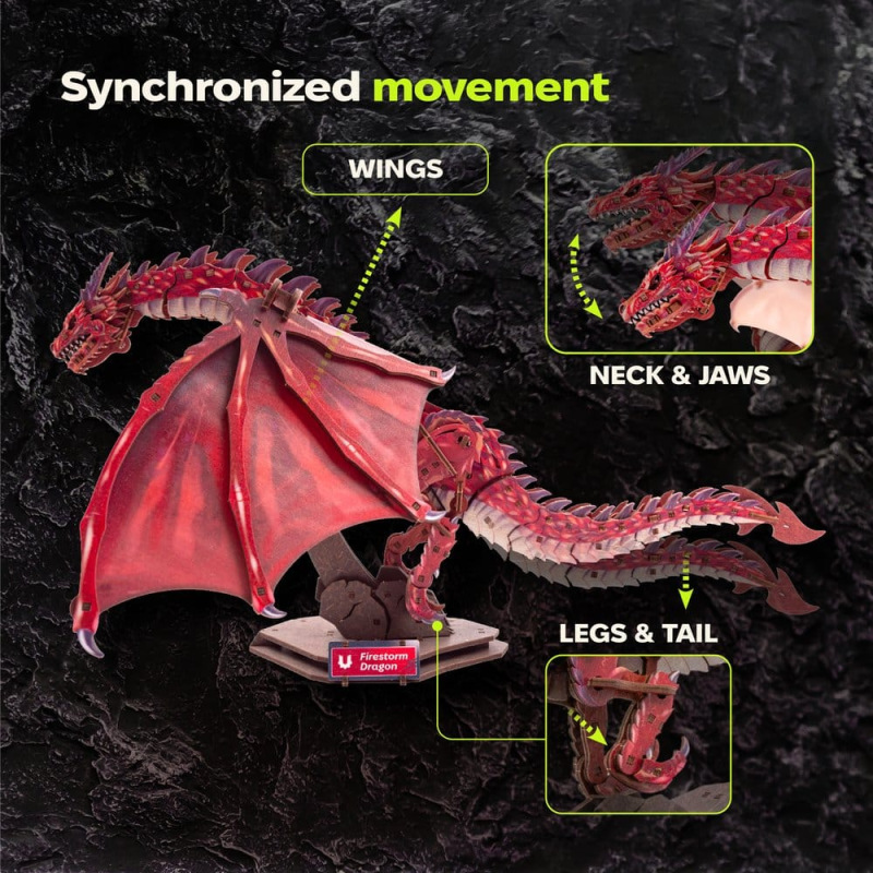 Ugears 3D Wooden Model Kit Firestorm Dragon 43 cm 4