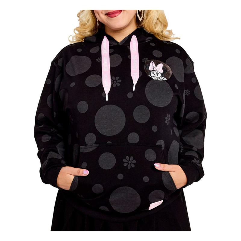 Disney by Loungefly Hoodie Sweater Unisex Minnie Rocks the Dots Florals Size M 1