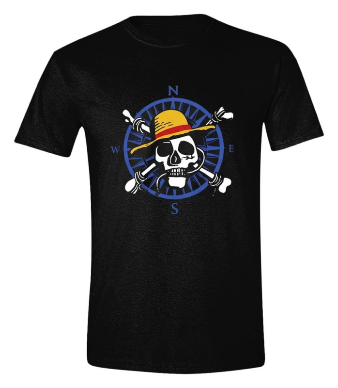 One Piece Live Action T-Shirt Greyscale Skull Size S