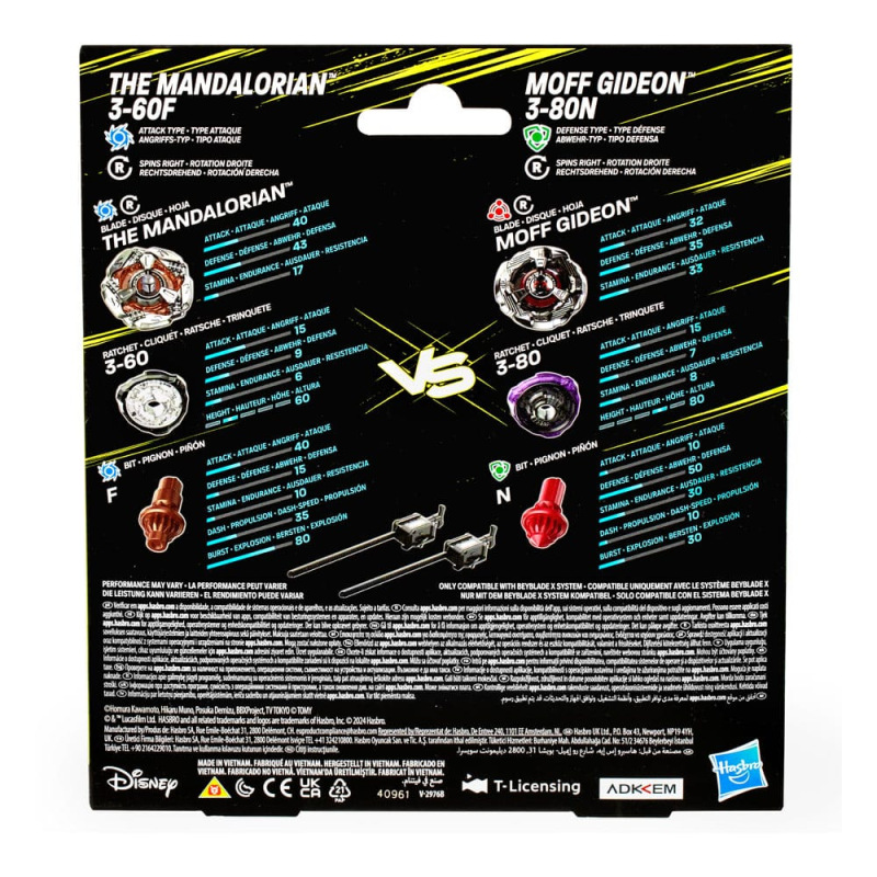 Beyblade X and Star Wars Collab The Mandalorian 3-60F vs. Moff Gideon 3-80N 1