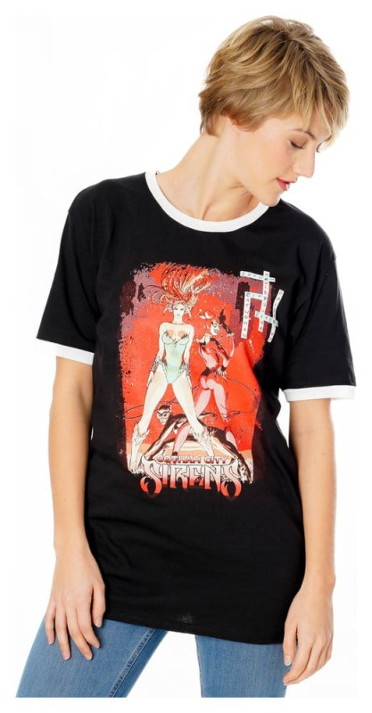 Gotham City Sirens T-Shirt Crossword Black Ringer 5