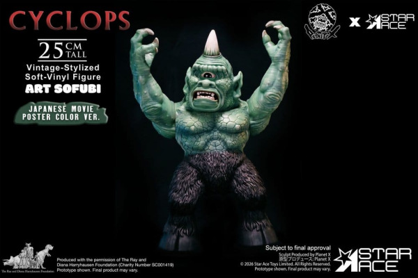 Ray Harryhausen (Art Sofubi) Soft-Vinyl Figure Cyclops Vintage-Stylized Japanese Movie Poster Color 3
