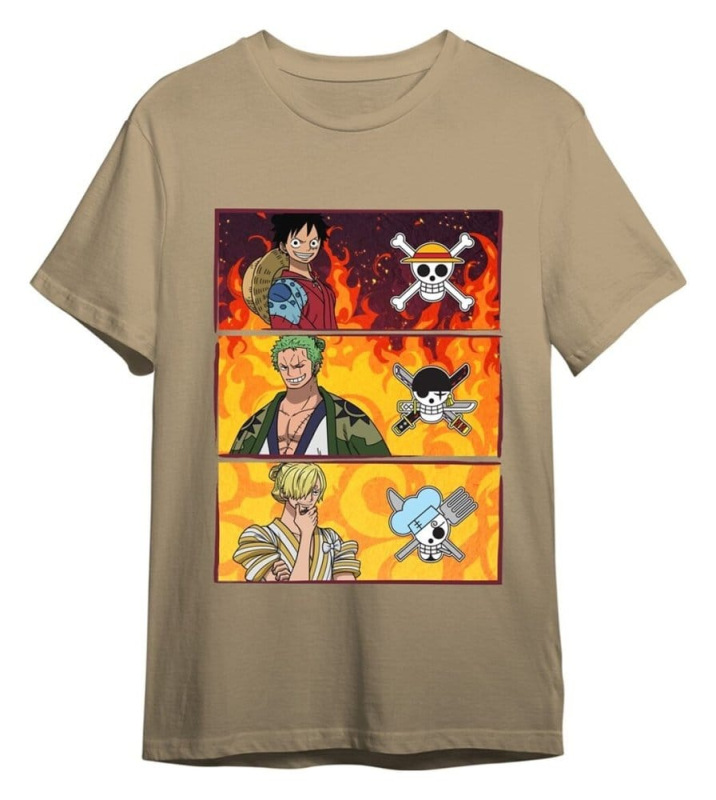 One Piece T-Shirt Monkey D. Luffy & Roronoa Zoro & Sanji Sand Size S 1