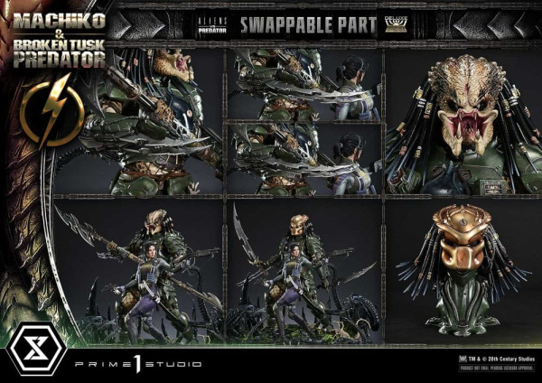 Aliens vs. Predator (Comic) Ultimate Premium Masterline Statue 1/4 Machiko & Broken Tusk Predator De 10