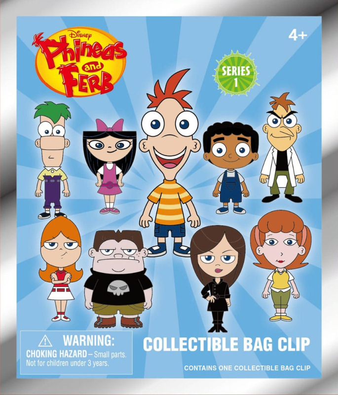 Phineas and Ferb 3D Foam Bag Clips Series 1 Display (24) 1
