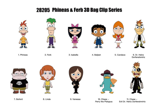 Phineas and Ferb 3D Foam Bag Clips Series 1 Display (24) 2