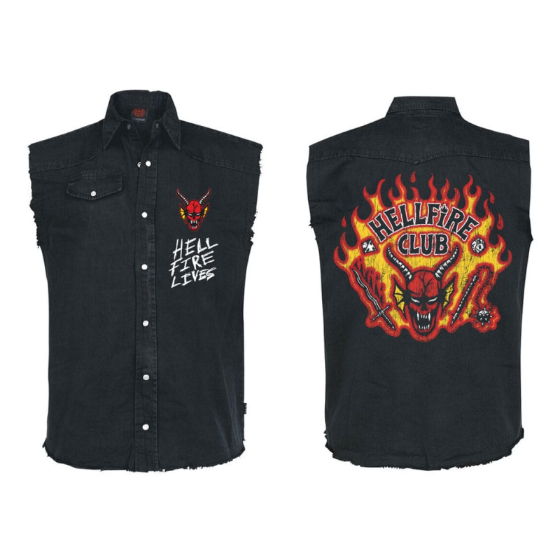 Stranger Things Work Shirt Hellfire Distressed Size L