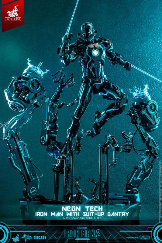 Iron Man 2: Neon Tech Iron Man with Suit-Up Gantry 1/6 Action Figure - Hot Toys