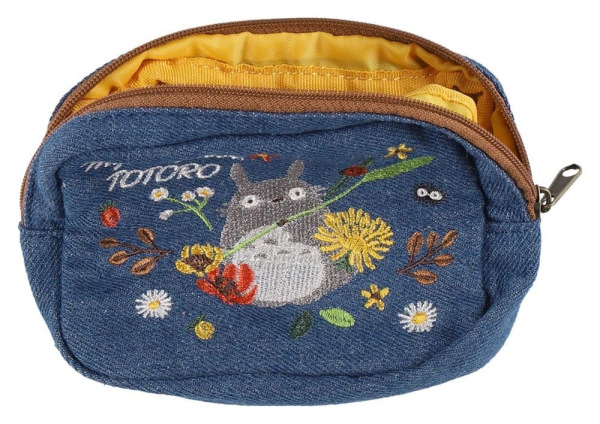 My Neighbor Totoro Denim Pouch Totoro & flower wreath 2