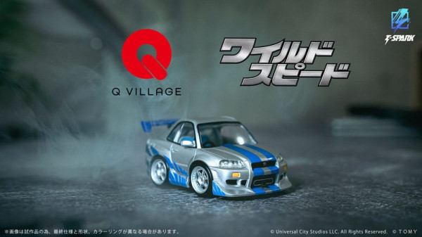 Fast & Furious Q-Village Vehicle with mini-figure Nissan Skyline GT-R (R34) 9 cm 6